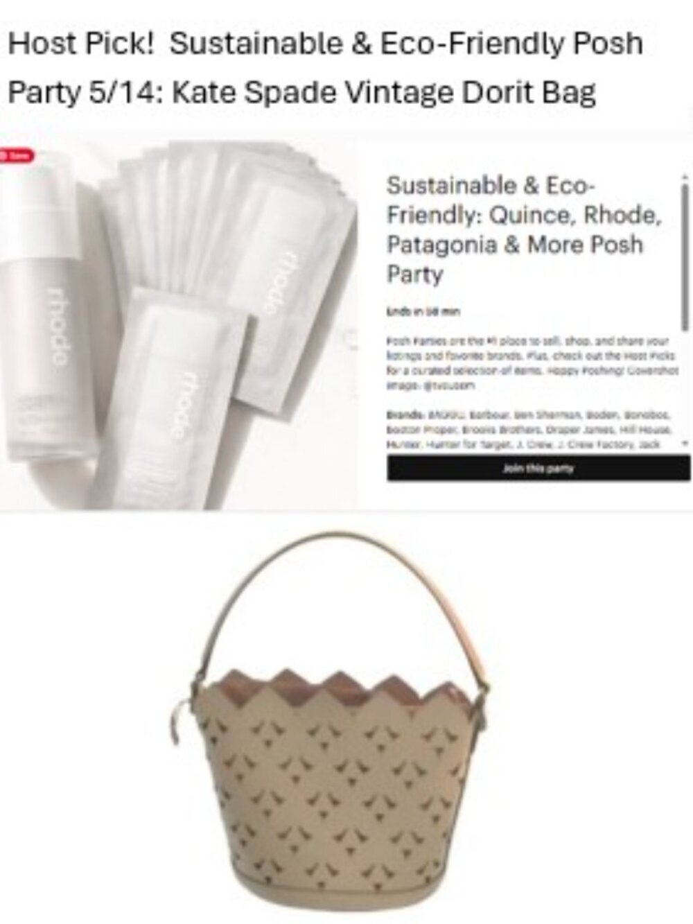 Kate Spade Dorit Bucket Bag  HOST PICK Sustainable & Eco-Friendly Posh Party EUC